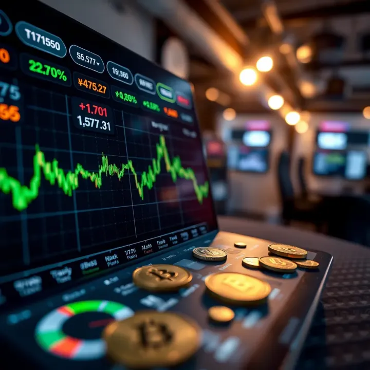 User interface of a cryptocurrency trading application showcasing various coin options and real-time price charts