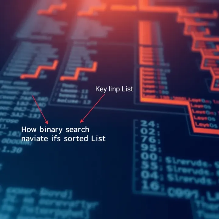 Diagram illustrating how binary search operates on a sorted list with key checkpoints