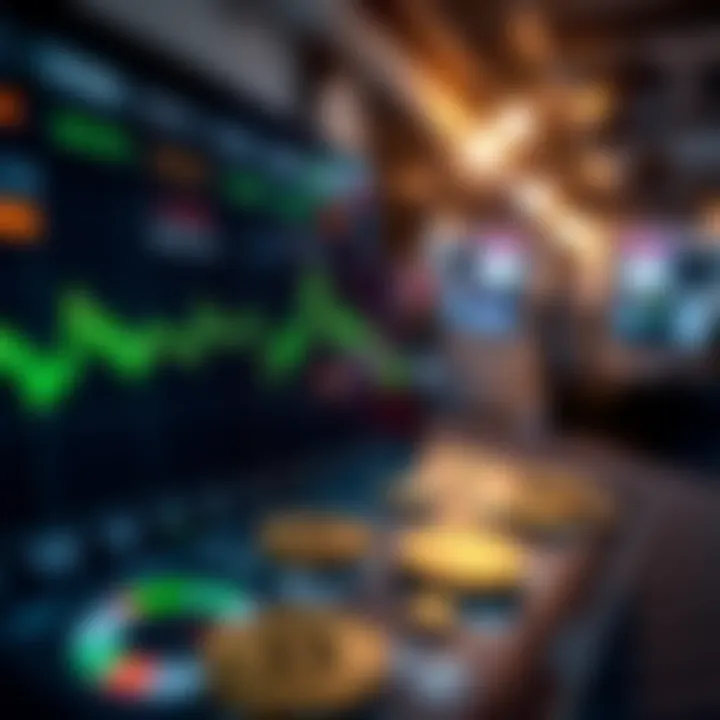 User interface of a cryptocurrency trading application showcasing various coin options and real-time price charts