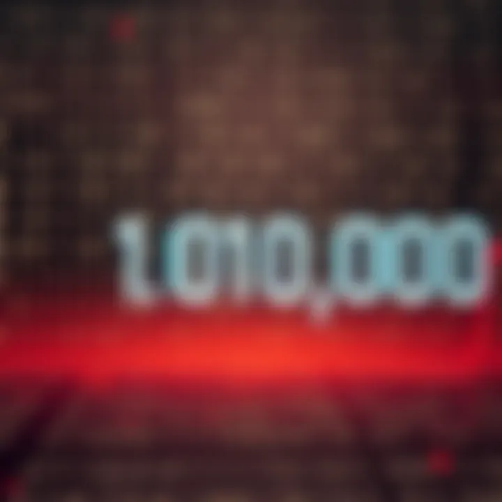 Binary Representation of Large Decimal Numbers Diagram displaying binary digits aligned with their place values representing a large decimal number