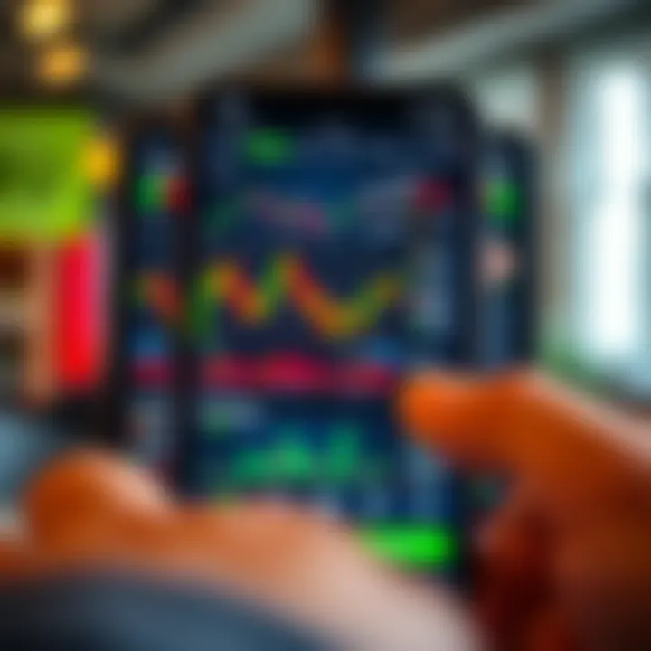 User interface of BU Trading App showing various market charts and trading options