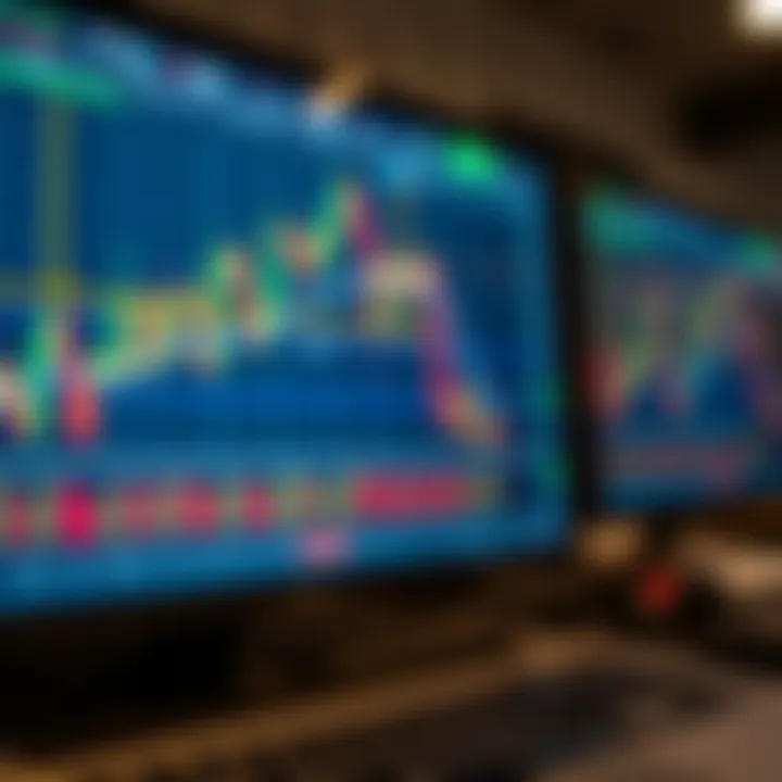 Illustration of a digital trading platform interface showing binary options charts and trading signals