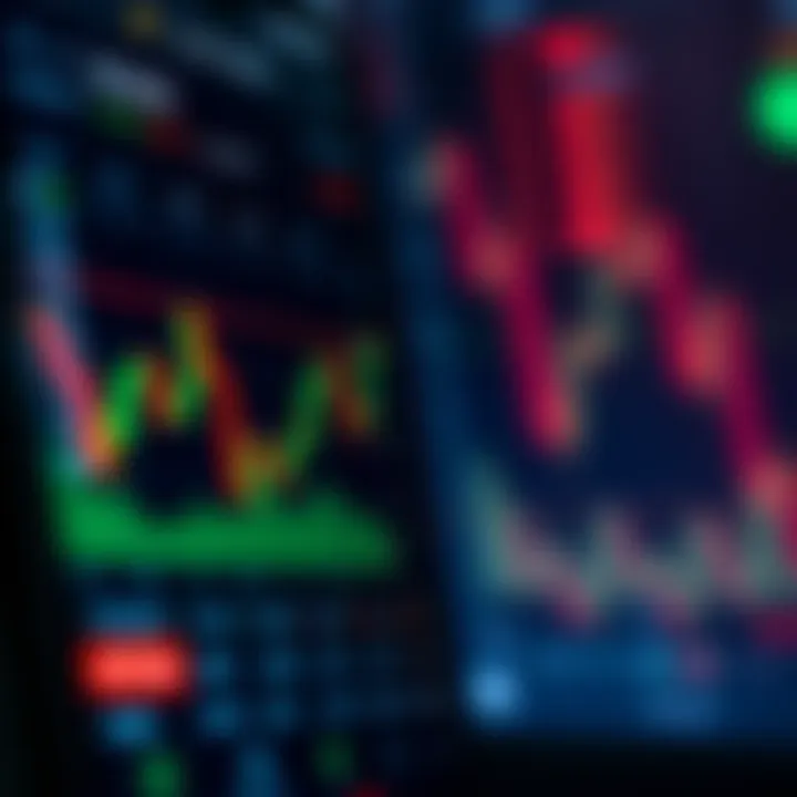 Interface of a crypto trading application showing price charts and trade options