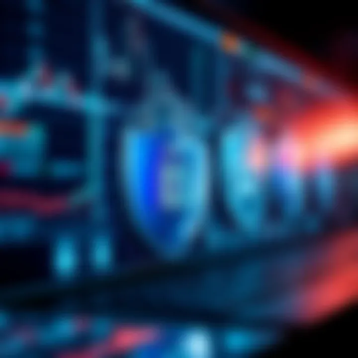 Visual representation of security elements like locks and shields protecting digital assets