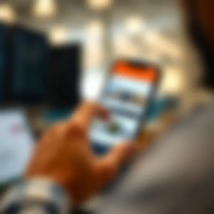 User exploring various features of an online trading application on a smartphone screen