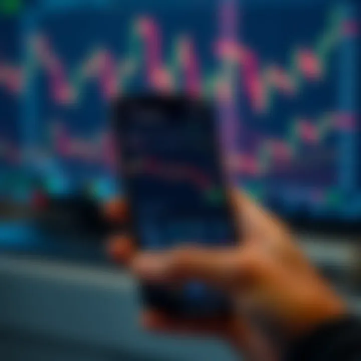 User interface of the Colour trading app displaying live market charts and trading options on a smartphone in Pakistan
