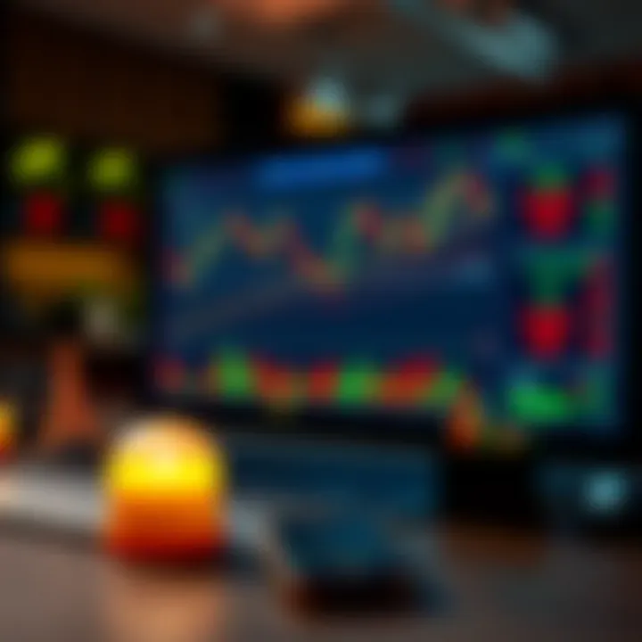 Illustration of key forex trading tools including charts, candlestick patterns, and risk management symbols