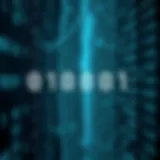 Binary digits sequence transforming into text characters