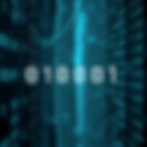 Binary digits sequence transforming into text characters