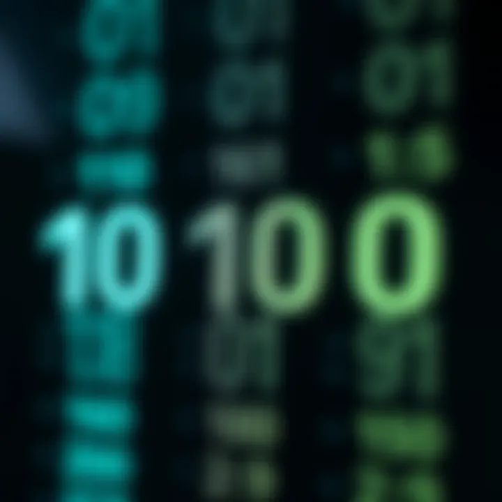 Diagram showing binary digits grouped into sets of four to illustrate conversion to hexadecimal