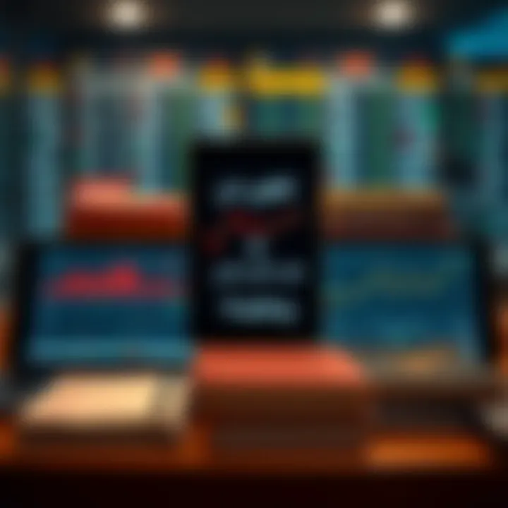 Collection of digital devices displaying crypto trading resources in Urdu