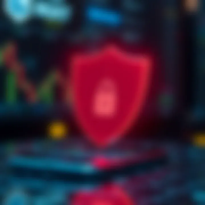 Security Features in Forex Trading Applications Illustration of security shield protecting forex trading data on smartphone