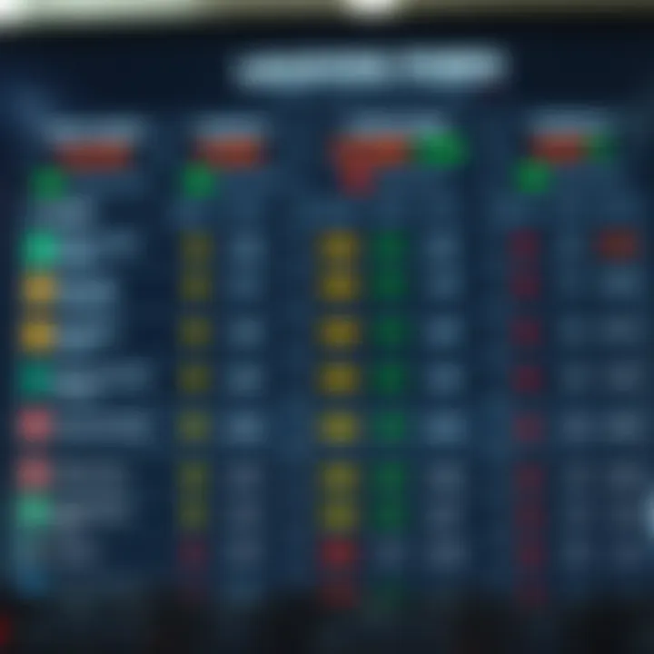 Comparative Overview of Leading Forex Trading Platforms Comparison chart showing popular forex trading apps with ratings and cost indicators