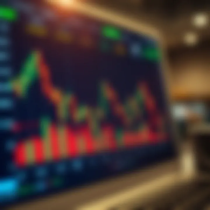 Chart showing currency exchange trends with financial data in a digital trading platform