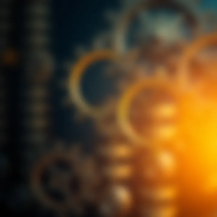 Abstract illustration showing interconnected gears symbolizing strategic risk management and organizational growth