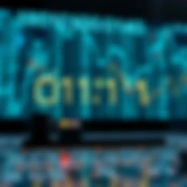 Visual depiction of binary arithmetic operations with digital signals and logic gates