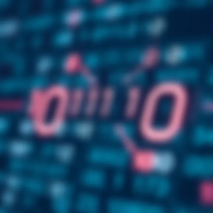 Diagram illustrating the binary digit system with zeros and ones interconnected