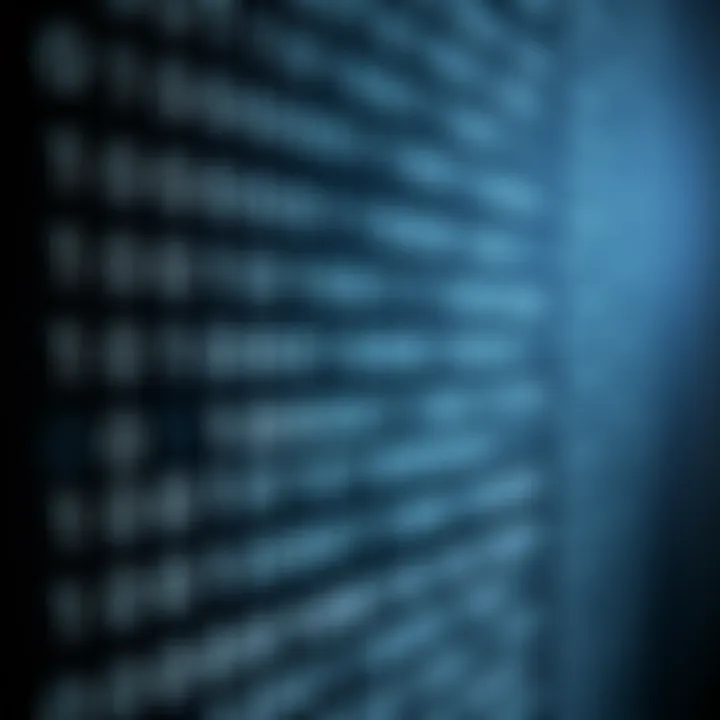 Diagram illustrating the binary number system with zero and one digits arranged in columns