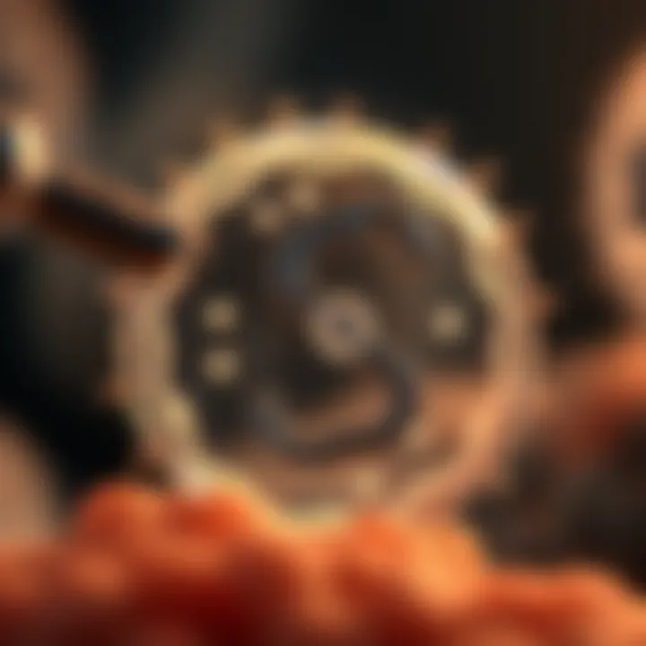 Illustration depicting stages of cellular changes in amoeba binary fission