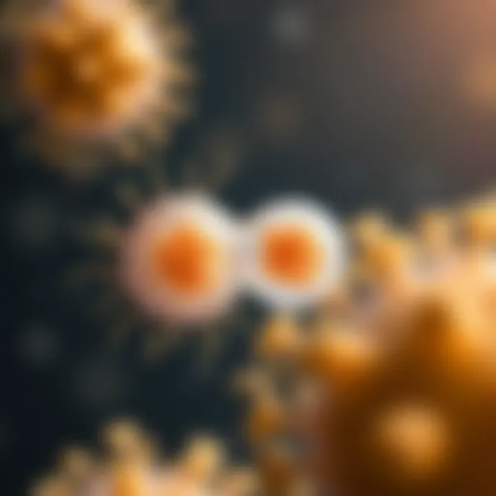 Diagram showing an amoeba undergoing cell division into two identical cells