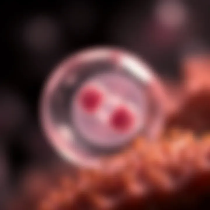 Microscopic view of a single-celled organism dividing into two daughter cells