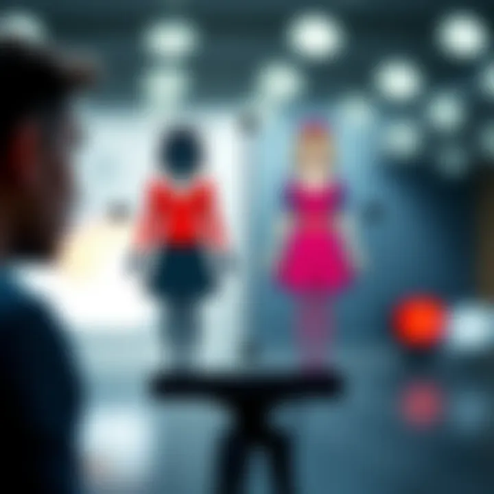 Illustration depicting the concept of binary gender with contrasting colors and symbols representing traditional gender roles