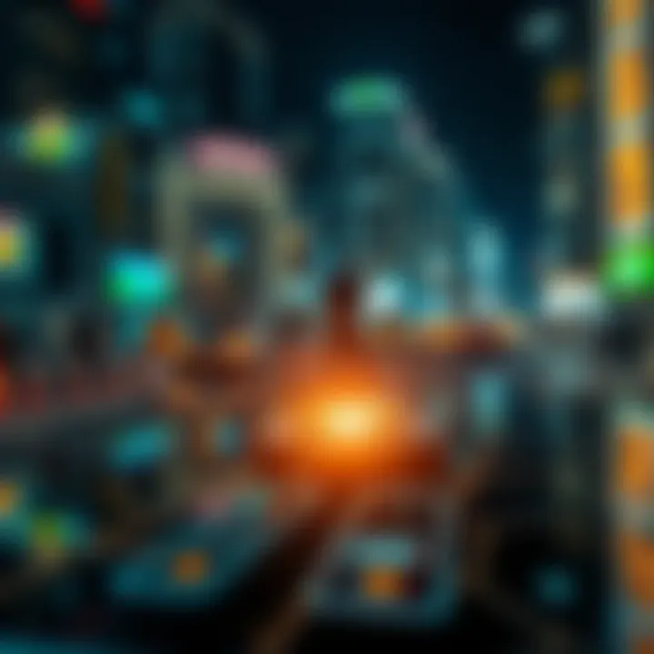 Illustration of digital devices connected by binary code flow representing technology growth in urban Pakistan