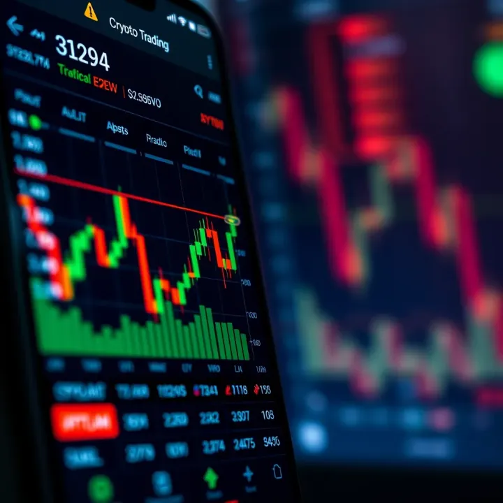 Crypto Trading App Interface with Price Charts Interface of a crypto trading application showing price charts and trade options