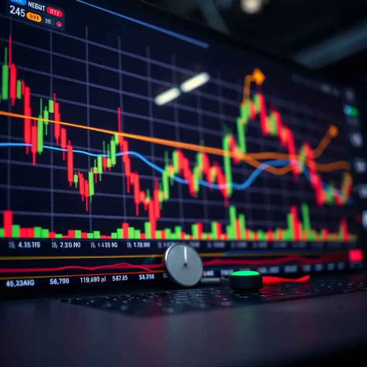 Graph showing forex trading platform interface with currency charts and technical indicators