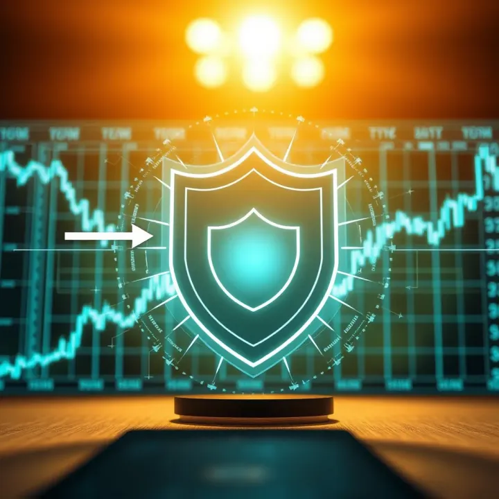 Illustration of a secure digital shield symbolizing protection and safety in online forex trading