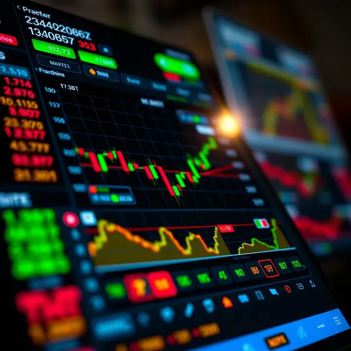 User interface of a trading application showing real-time stock market data and charts