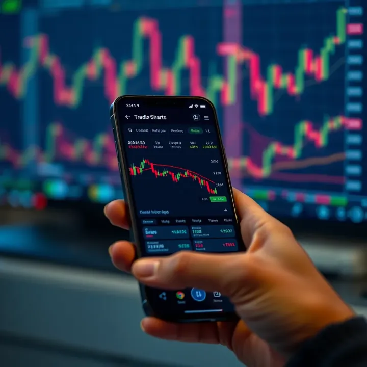 User interface of the Colour trading app displaying live market charts and trading options on a smartphone in Pakistan