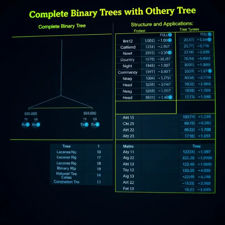 Comparison chart highlighting differences between complete binary tree and other tree types like full and perfect binary trees