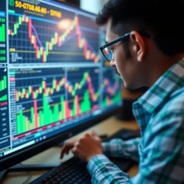Illustration of forex trading concepts showing charts, strategies, and tools on a digital screen