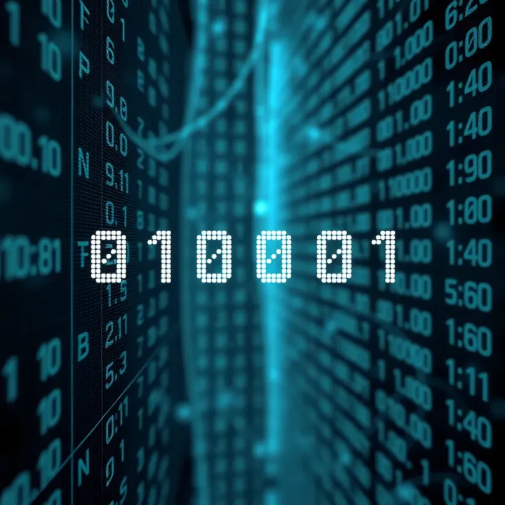 Binary Digits Converting to Text Characters Binary digits sequence transforming into text characters