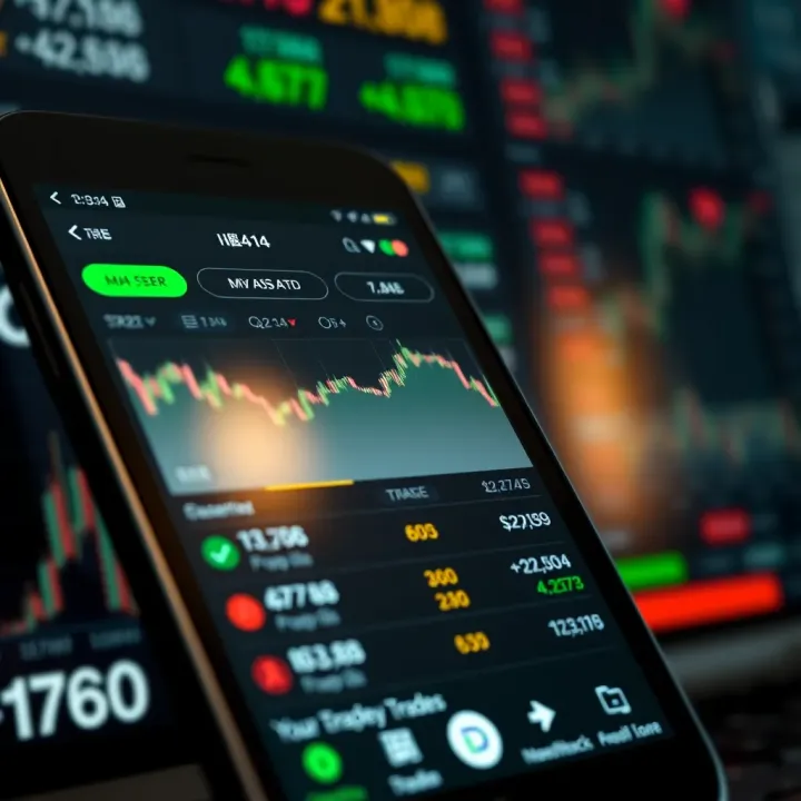 User interface of a popular stock trading application showing live market data and trading options