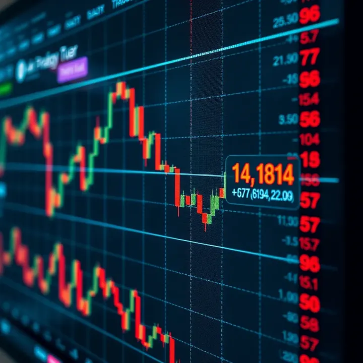 Graph showing currency exchange rates fluctuating on a digital screen