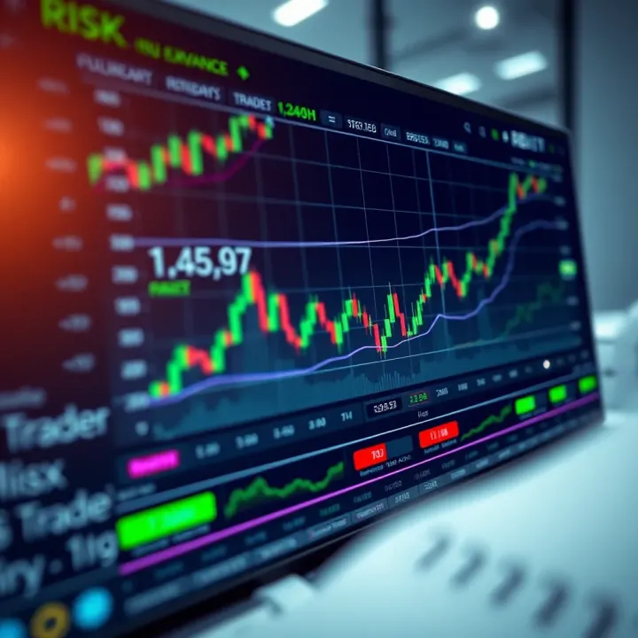 Trading platform dashboard showing currency exchange rates and risk management tools