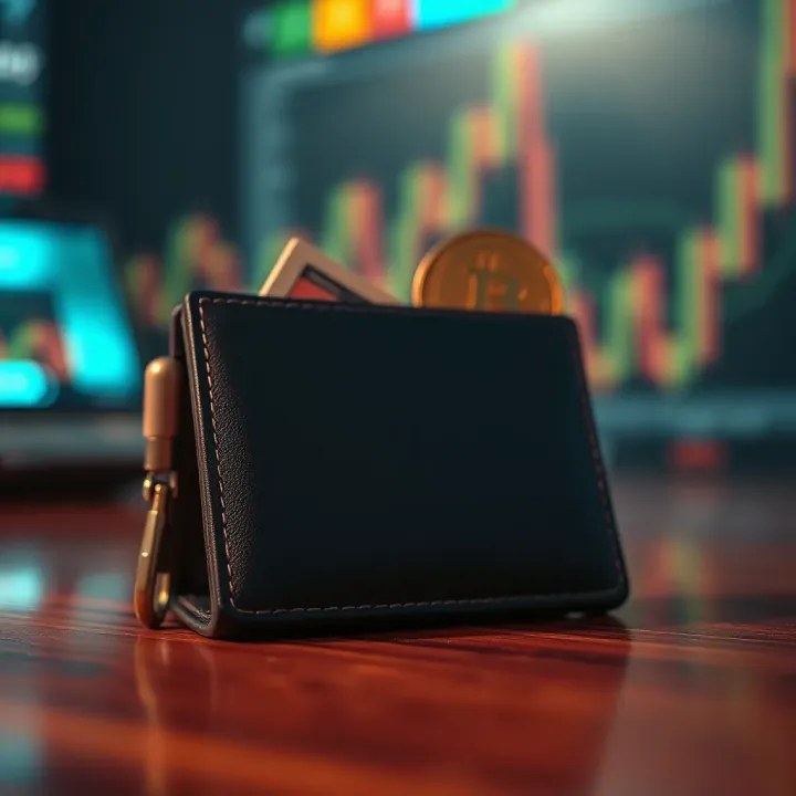 Conceptual illustration of secure digital wallet and risk management in cryptocurrency trading