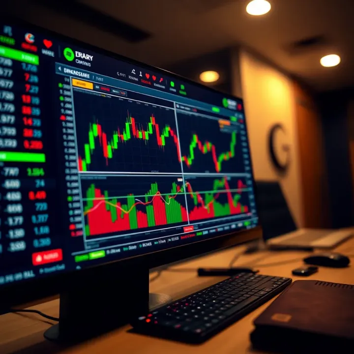 A digital trading platform displaying binary options charts and data relevant to Pakistan's market