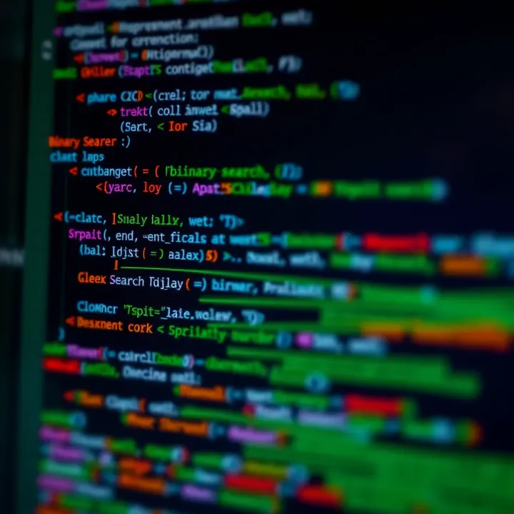 Code snippet demonstrating optimized binary search implementation in C++ with comments