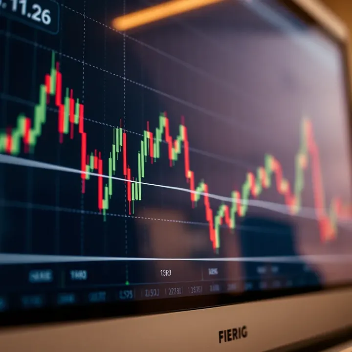 Graph showing fluctuating forex currency pairs with upward trend lines