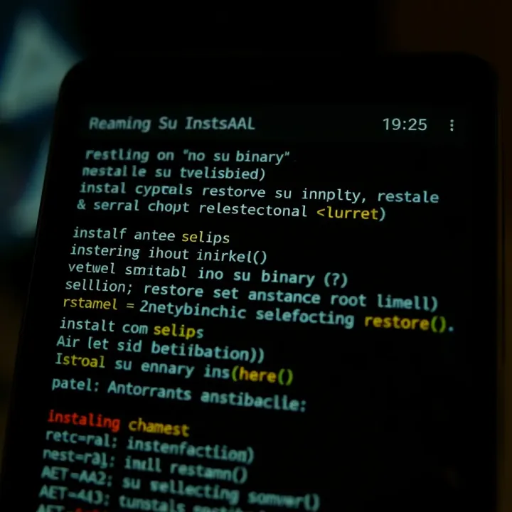 Command line interface showing installation commands to restore su binary on Android device