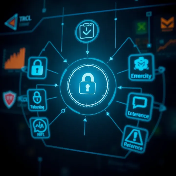 Security icons representing encryption and data protection for mobile trading applications