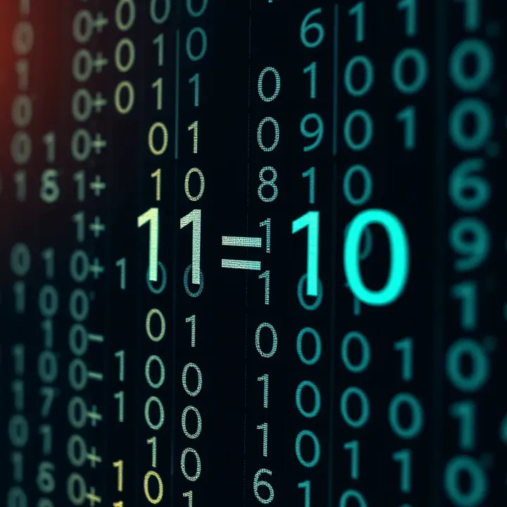 Illustration of binary arithmetic with addition of binary numbers