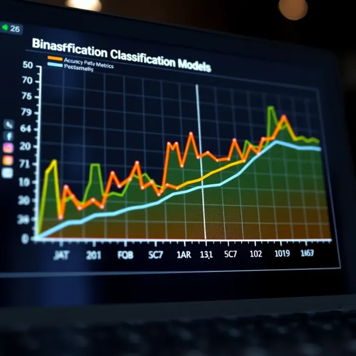 Graph showing performance metrics such as accuracy and precision for binary classification algorithms