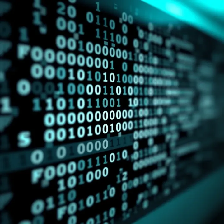 Visual representation of a binary pattern with black and white pixels illustrating data segmentation