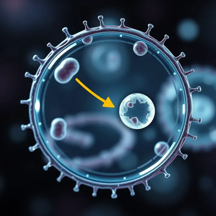 Diagram showing the stages of binary fission in a bacterial cell with DNA replication and cell division