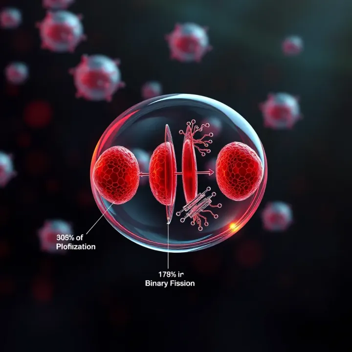 Stages of Binary Fission in Prokaryotic Cells Diagram showing the stages of binary fission in a prokaryotic cell