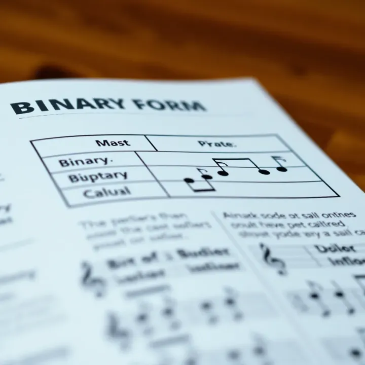 Diagram showing the comparison between binary form and other musical forms with highlighted sections